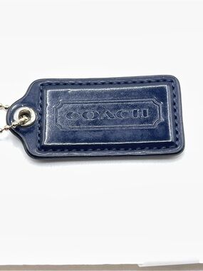 Coach Navy Blue Embossed Patent Leather Hang Tag